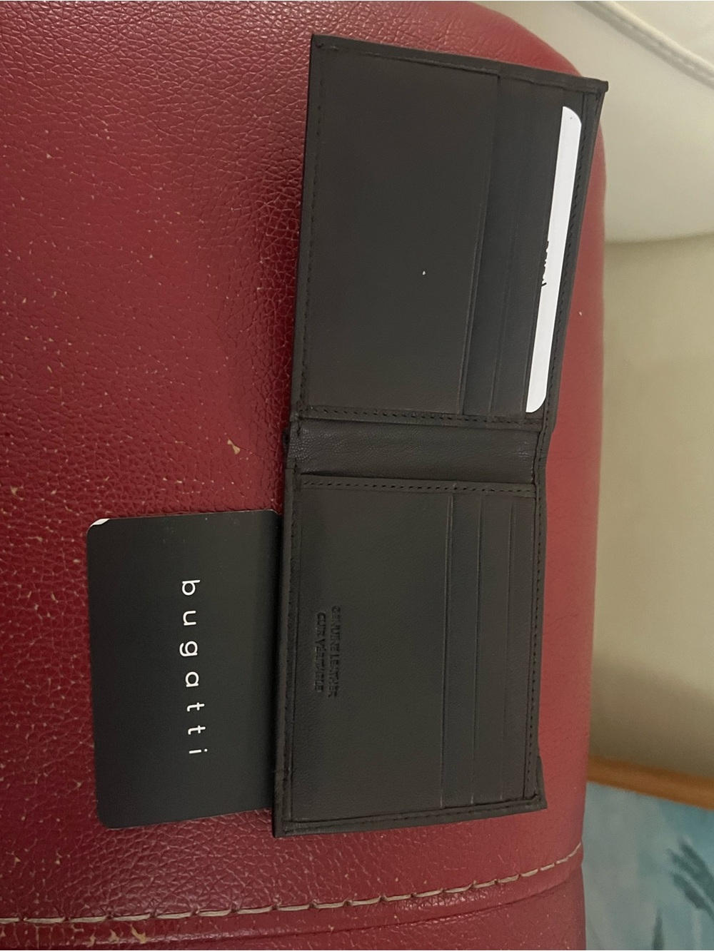 Bugatti Black Leather Bi-Fold Card Wallet
